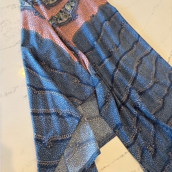 BCBGMaxAzria Blue Multi-Stripe Asymmetrical Cap Sleeve Dress - Picture 5 of 7